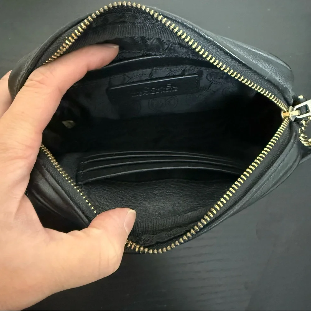 Michael Kors Black Leather Crossbody Bag Gold Chain